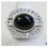 Judith Ripka Black Onyx Sz 6 Sterling Ring