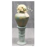 Painted Resin Pedestal & Vase