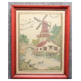 Vintage Dutch Windmill Long Stitch Needlepoint
