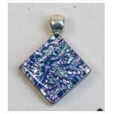 Sterling Dichroic Glass  Pendant