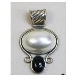 Sterling, Pearl & Onyx Pendant