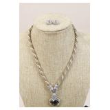 Judith Ripka Necklace Sterling Pendant & Charms