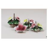 Capodimonte Porcelain Floral Figurines / 4 Pc