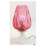 Glass Accent Lamp W/Cranberry Shade