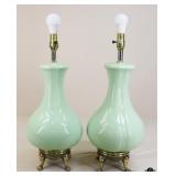 Brass Footed Table Lamps / 2 Pc