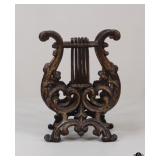 Cast Iron Lyre/Harp-Shaped Book Stand