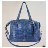 Brahmin Croc Embossed Blue Leather Purse