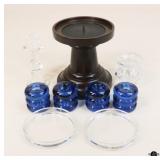 Wood & Glass Candleholders / 9 Pc