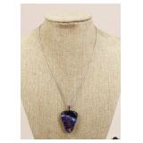 Sterling Silver Necklace w/ Glass Pendant