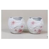 2 Pink and White Vases