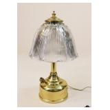 Monument Brass Lamp W/Fluted Glass Shade