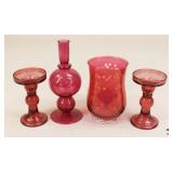 Cranberry Glass Assortment / 4 Pc