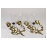 2 Brass & Glass Wall Sconces