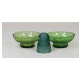 Brody Green Pedestal Bowls/Glass Insulator/3Pc