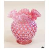 Fenton Cranberry Hobnail Ruffled Vase