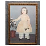 S. Miller 'Young Girl w/Flowers' Print on Canvas