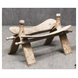 Wood Camel Saddle w/ Metal Inlay
