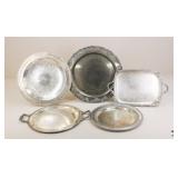WM Rogers, Godinger+Silver Plate Serving Trays/5Pc