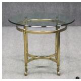Brass End Table w/Glass Top
