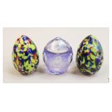 3 Bohemia / Bohdana Crystal / Glass Eggs Czech