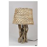 Driftwood Table Lamp W/Woven Shade