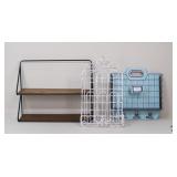 Wood & Metal Hanging Shelf/Caddies / 3 Pc