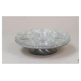 Hammered Metal & Glass Relish Tray Set
