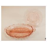 Pink Depression Glass Serving Dishes / 2 Pc