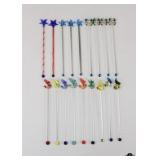 Art Glass Swizzle/Sticks / 18 Pc