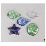 Art Glass Seashells / 5 Pc