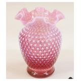 Fenton Cranberry Hobnail Vase