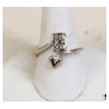 Sz 7 Sterling Initial E Ring w/ Stones