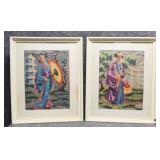 'Geisha' Dimensional Mosaic Print 2/PC