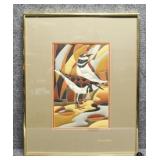 Quilted Fabric Art Signed Woodrome