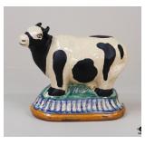 Glazed Ceramic Cow Figurine