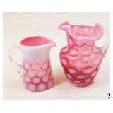 Fenton Cranberry Coin Dot Creamer/Pitcher