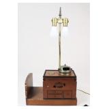 Unique Wood & Brass Base Table Lamp