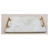 Marble Serving Tray W/Gold Toned Handles