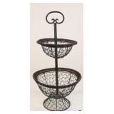 Metal 2-Tiered Basket Stand