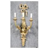 Louis XIV Style 3 Light Brass Wall Sconce