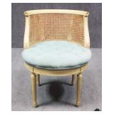 Caned Back Swivel Chair w/Tufted Seat
