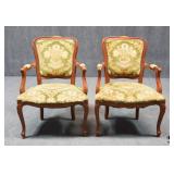 Louis XV Style Carved Wood Armchairs / 2 pc