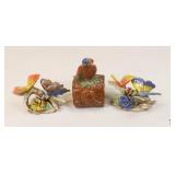 Glazed Ceramic Butterfly +  Figurines / 3 Pc