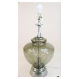 Smoked Glass & Metal Base Table Lamp