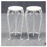 Pair of Mosaic Top Metal Plant Stands