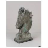 Rustic Cast Stone Textured Horse Head Statue