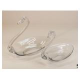 Clear Glass Swan Bowls / 2 Pc