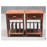Pair of Bamboo & Rattan End Tables