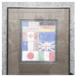'Flags' Original Pastel Drawing by Bonham