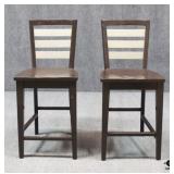 Pair of Counter High Barstools w/Metal Backs
